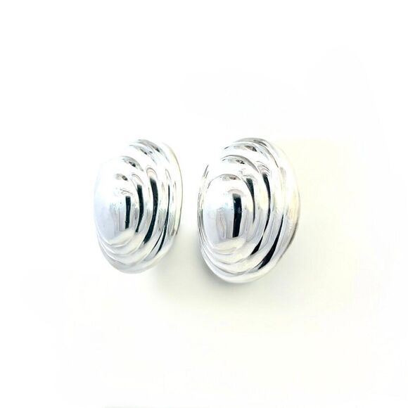 Tiffany & Co Estate XL Puffed Clip-on Earrings Sterling Silver TIF738 - Picture 6 of 12